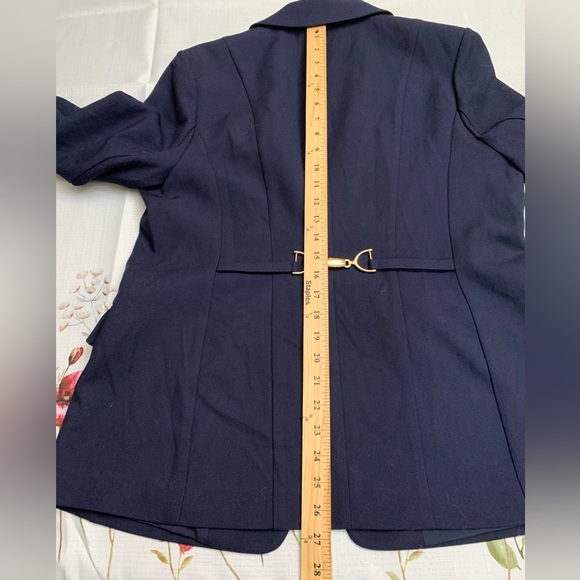 🎅 ELIE TAHARI One Button Blazer Mazarine Navy 100% Wool NWT $495 14 - Picture 15 of 16